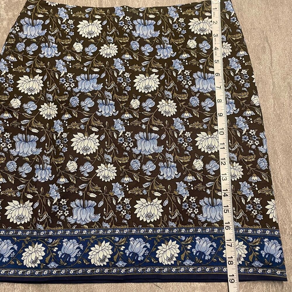 Talbots Sz 4Petite A-Line Canvas Side Zip Contrast Border Skirt Cottage Floral - Picture 3 of 5